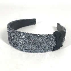 MIUMIU Miu Glitter Ribbon Hair Headband Leather Women's Black