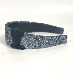 MIUMIU Miu Glitter Ribbon Hair Headband Leather Women's Black