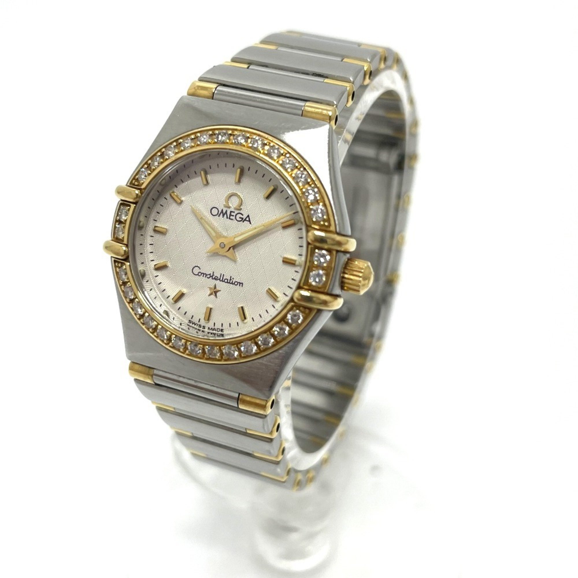 OMEGA Constellation 1367.30 Bezel Diamond Quartz Watch SS 18K Ladies Silver x Gold