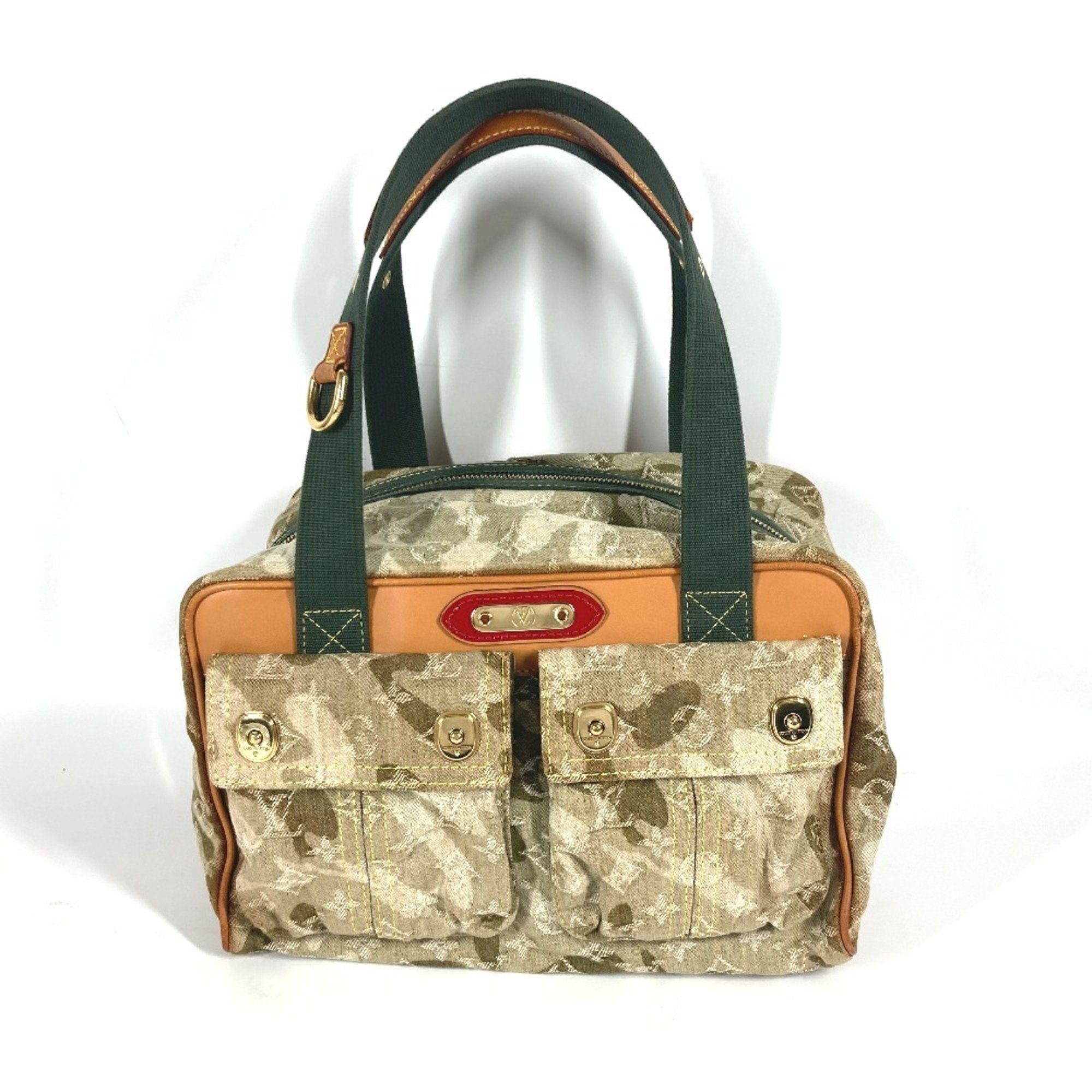 LOUIS VUITTON M95772 Monogram Fleurage Denim Takashi Murakami Jasmine Shoulder Bag Boston Tote Women's Khaki