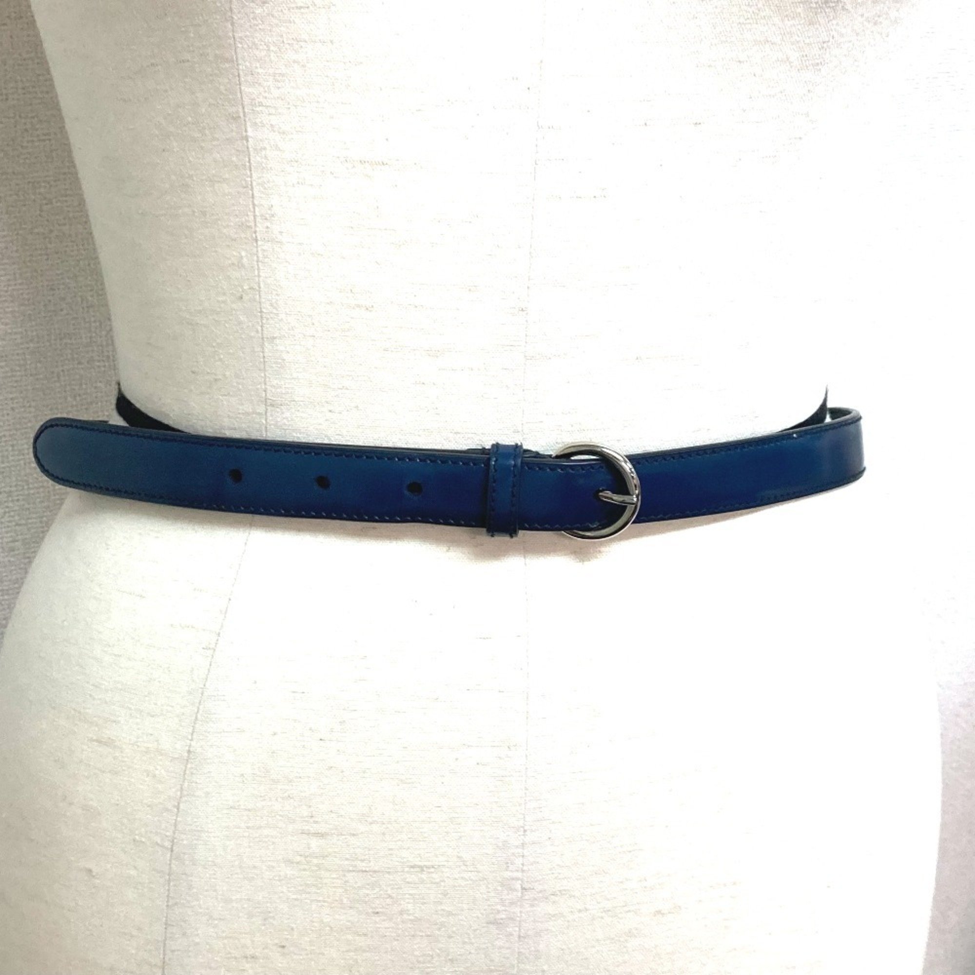 MIUMIU Miu Thin Belt Leather Women's Navy