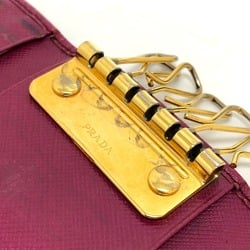 PRADA 1PG222 6-ring key case, holder, Saffiano leather, women's, purple