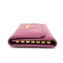 PRADA 1PG222 6-ring key case, holder, Saffiano leather, women's, purple