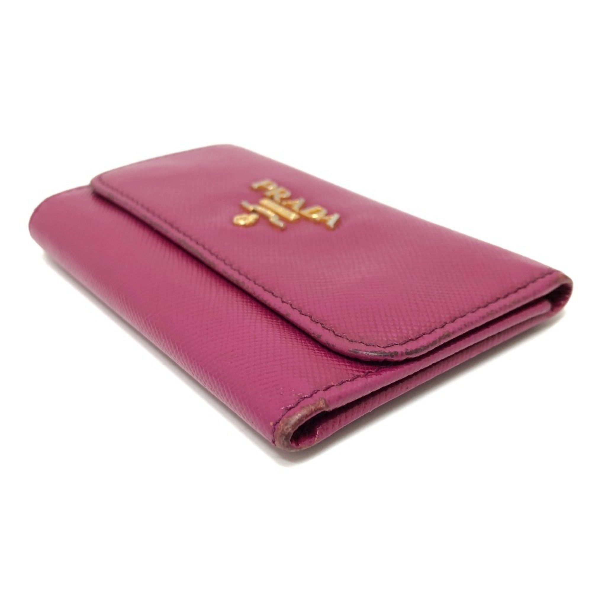 PRADA 1PG222 6-ring key case, holder, Saffiano leather, women's, purple