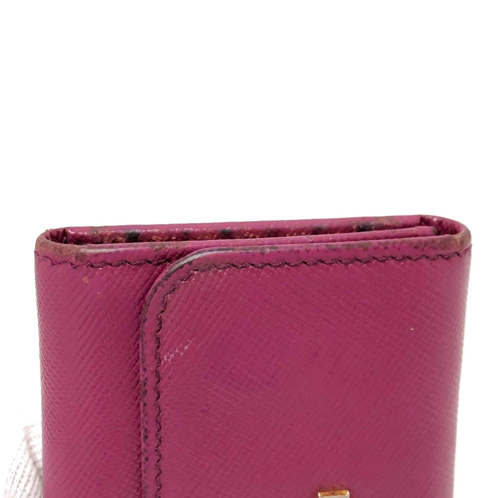 PRADA 1PG222 6-ring key case, holder, Saffiano leather, women's, purple