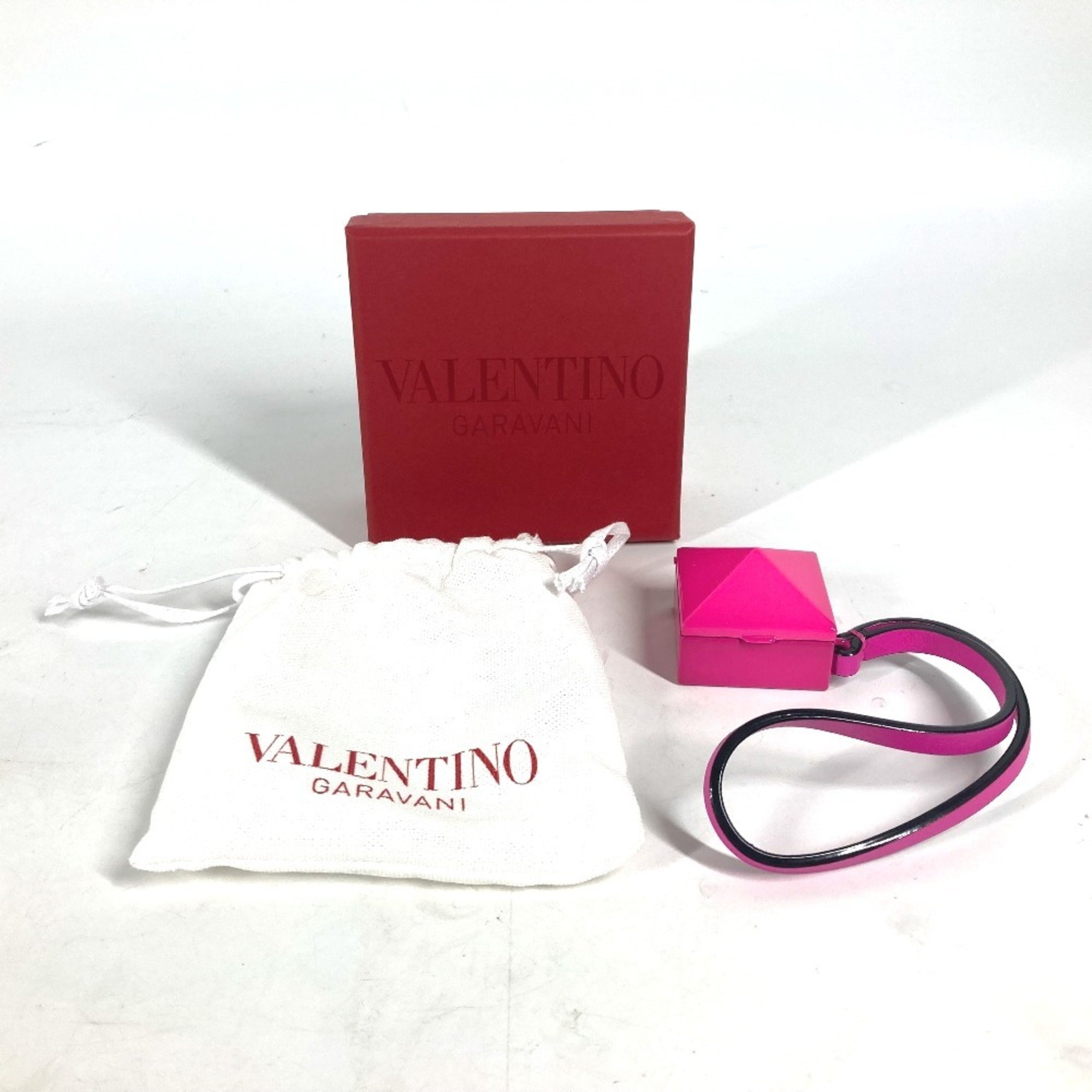 VALENTINO Mirror with studs design bag charm keychain metal ladies pink