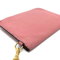 Miu Miu MIUMIU 5MF001 Madras Love Business Card Holder/Card Case Pouch with Chain Strap Leather Women's Pink