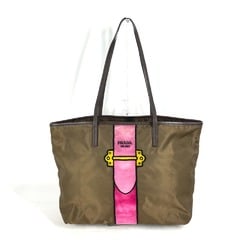 PRADA Prada Shoulder Bag Tessuto Tote Nylon Velour Women's Khaki