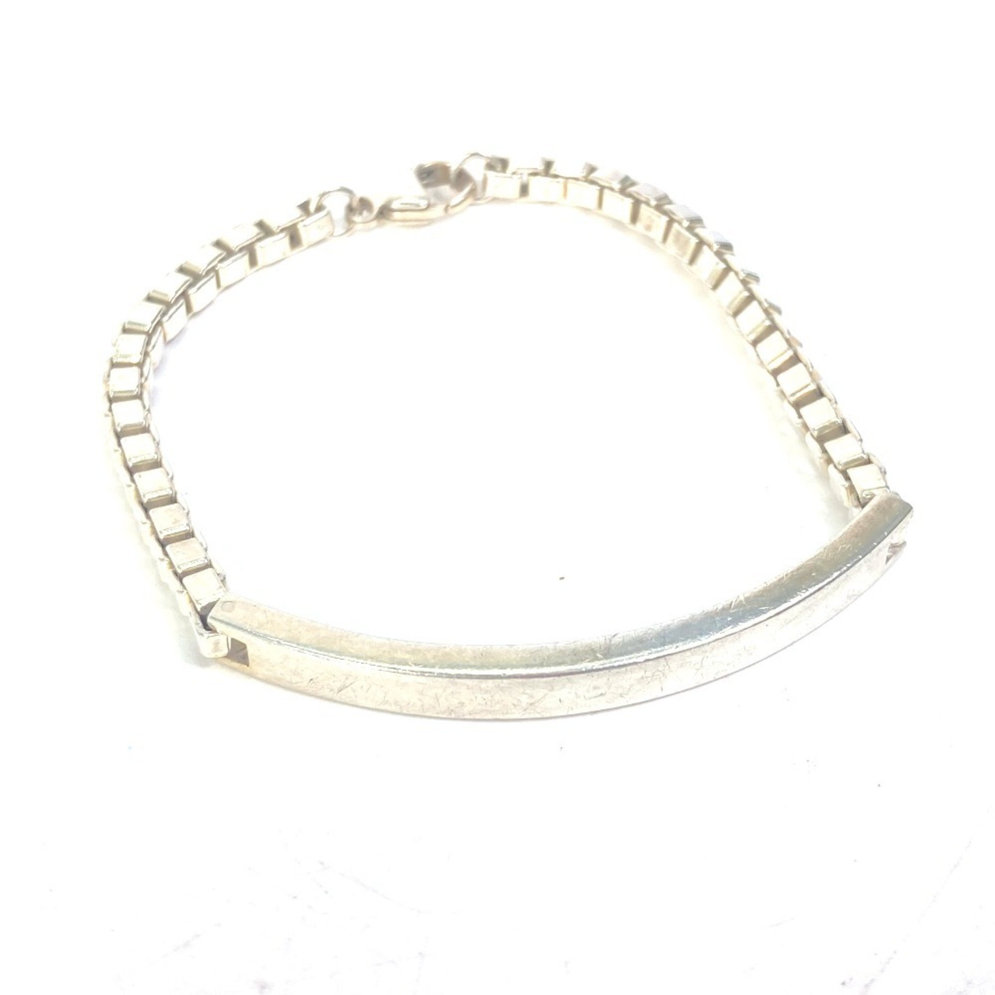 TIFFANY&Co. Tiffany Chain Venetian Link ID Curve Plate Bracelet SV925 Women's Silver