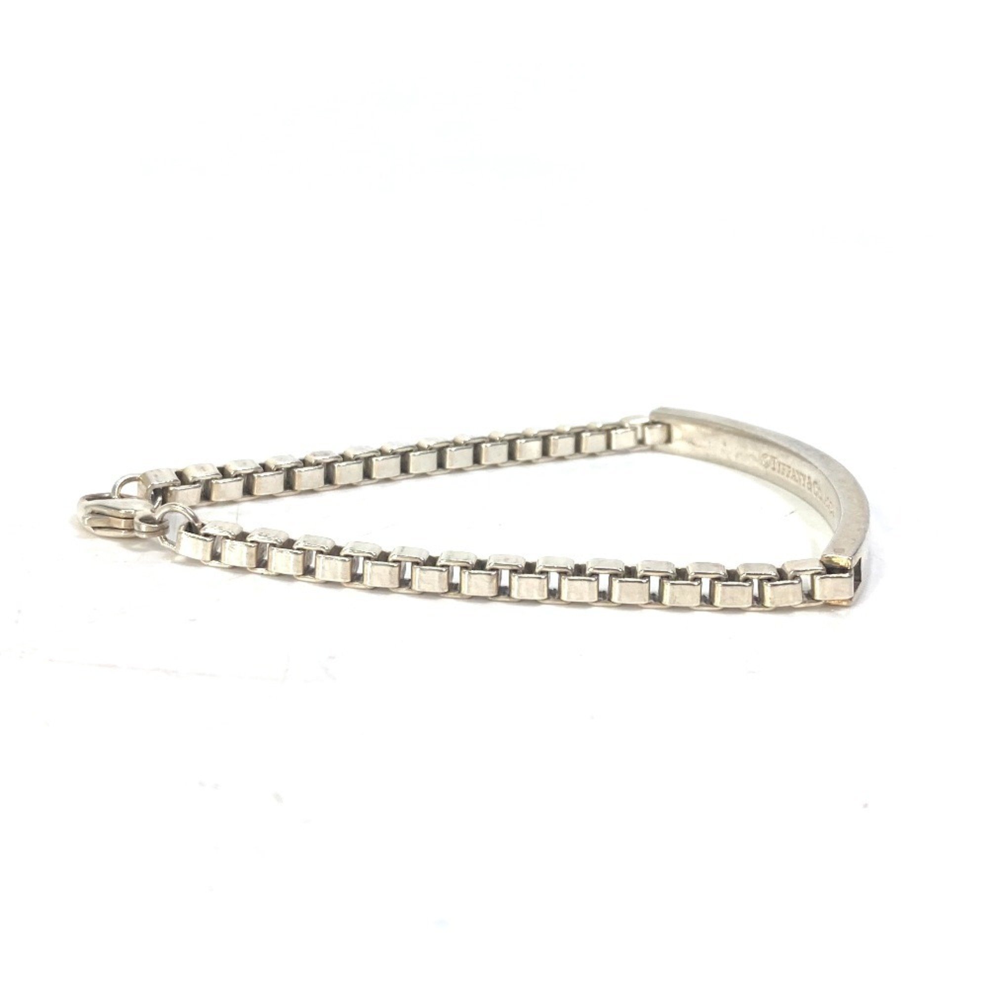 TIFFANY&Co. Tiffany Chain Venetian Link ID Curve Plate Bracelet SV925 Women's Silver