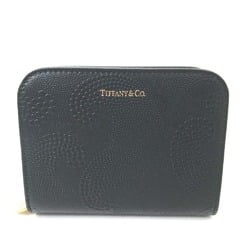 TIFFANY&Co. Tiffany Compact Wallet Bi-fold Leather Women's Black