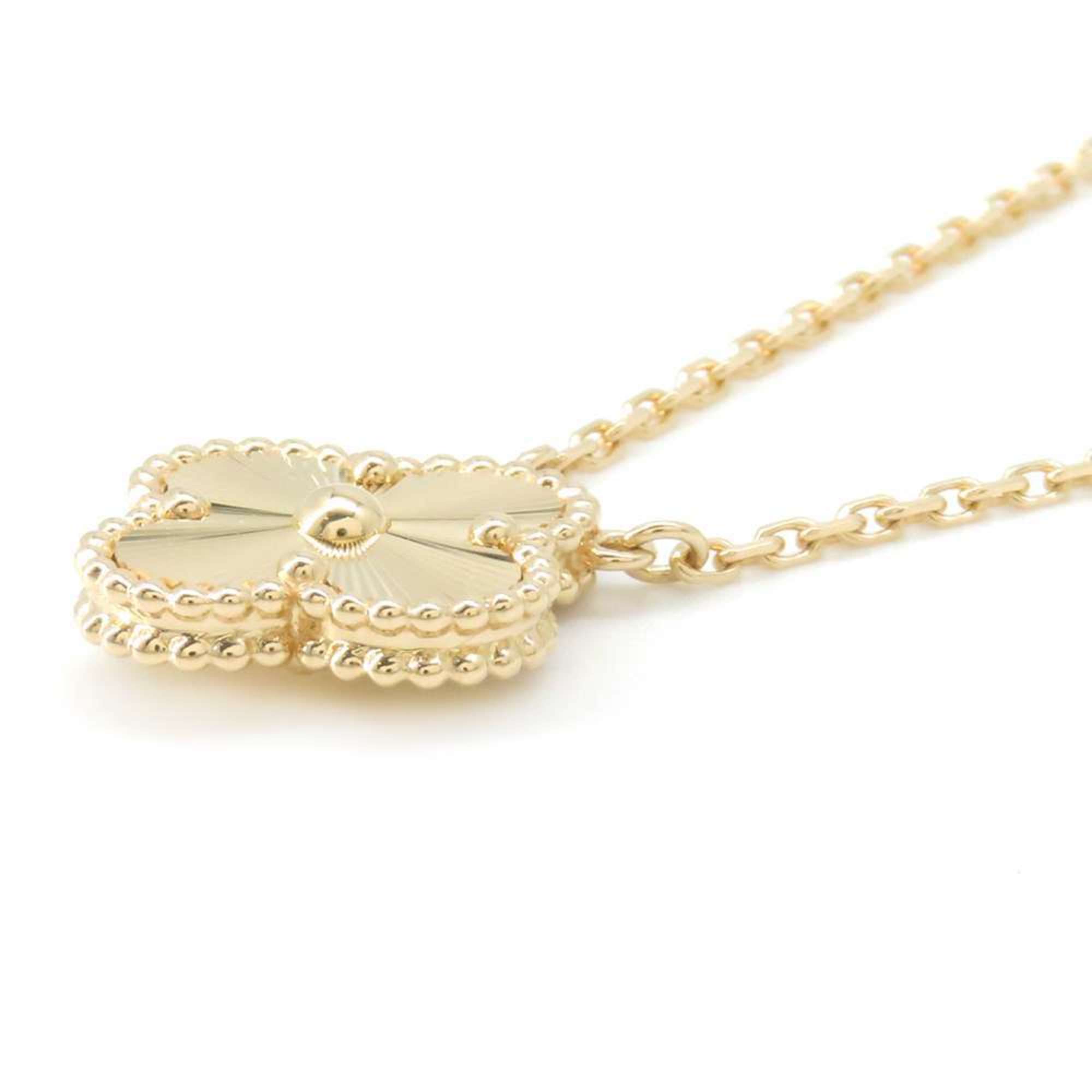 Van Cleef & Arpels Necklace Alhambra Pendant Guilloche K18YG Yellow Gold VCARP4KL00