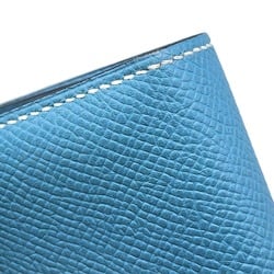 Hermes Long Wallet Bearn Soufflet Blue Jean Epson O Stamped