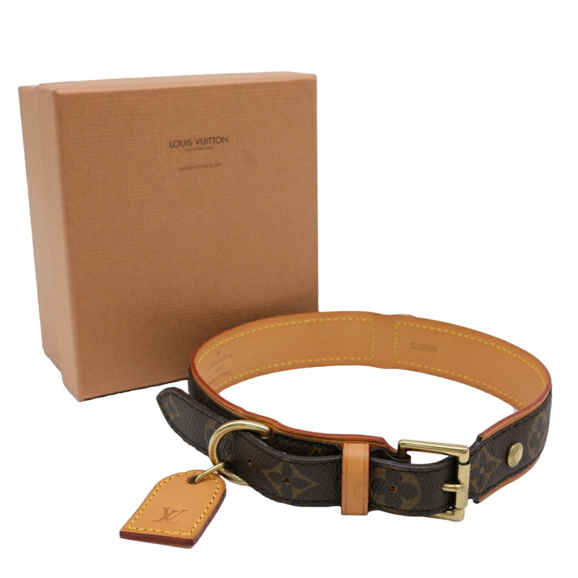 LOUIS VUITTON Louis Vuitton Monogram Collier Baxter GM Dog Collar Pet Brown M58070