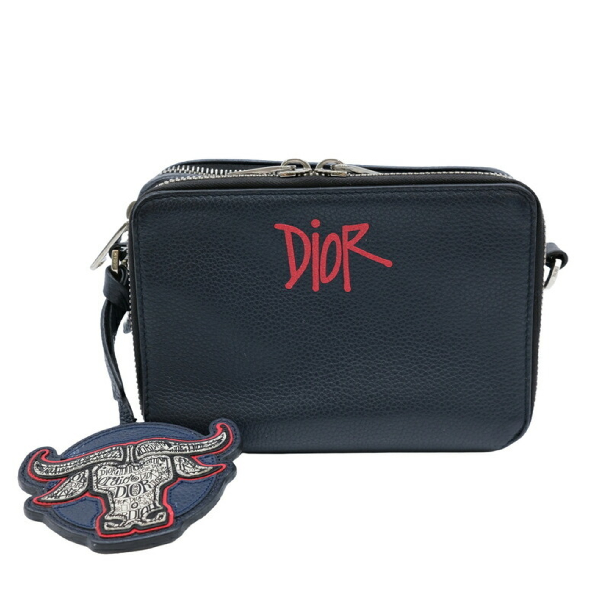 Christian Dior × Stussy collaboration shoulder body bag navy blue leather 2ESBC119GDS