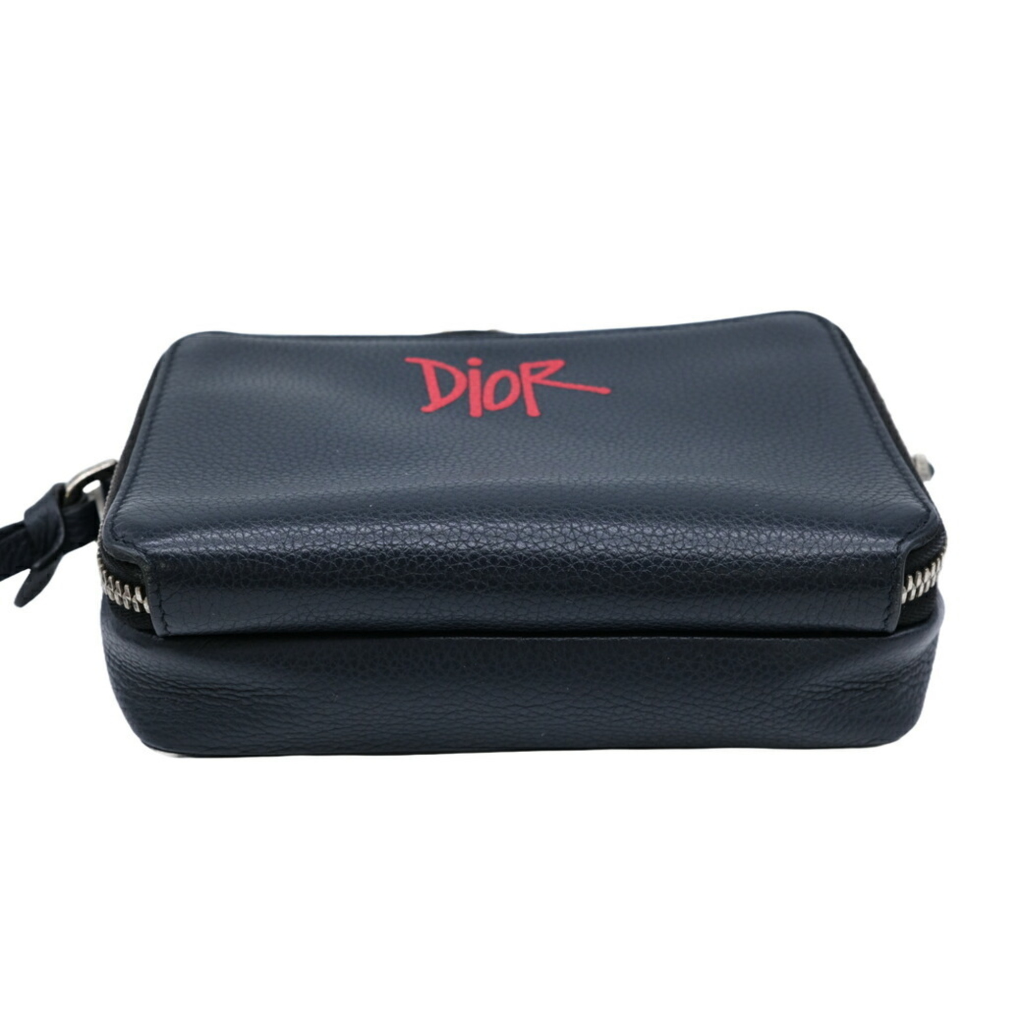 Christian Dior × Stussy collaboration shoulder body bag navy blue leather 2ESBC119GDS