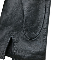 HERMES Kelly Gloves Lamb Leather Black Women's #71 2