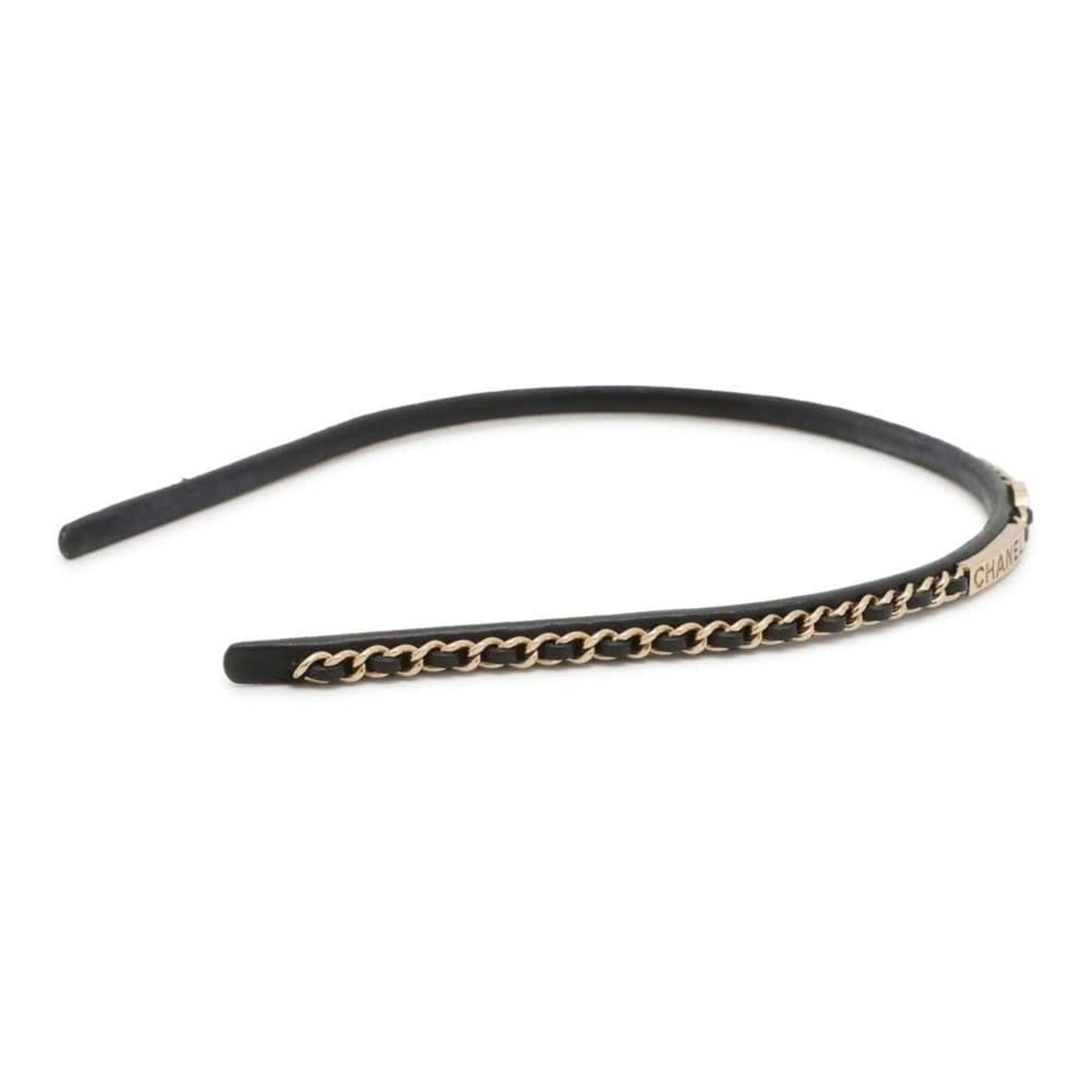 Chanel Headband Coco Mark Chain CHANEL Hair Black