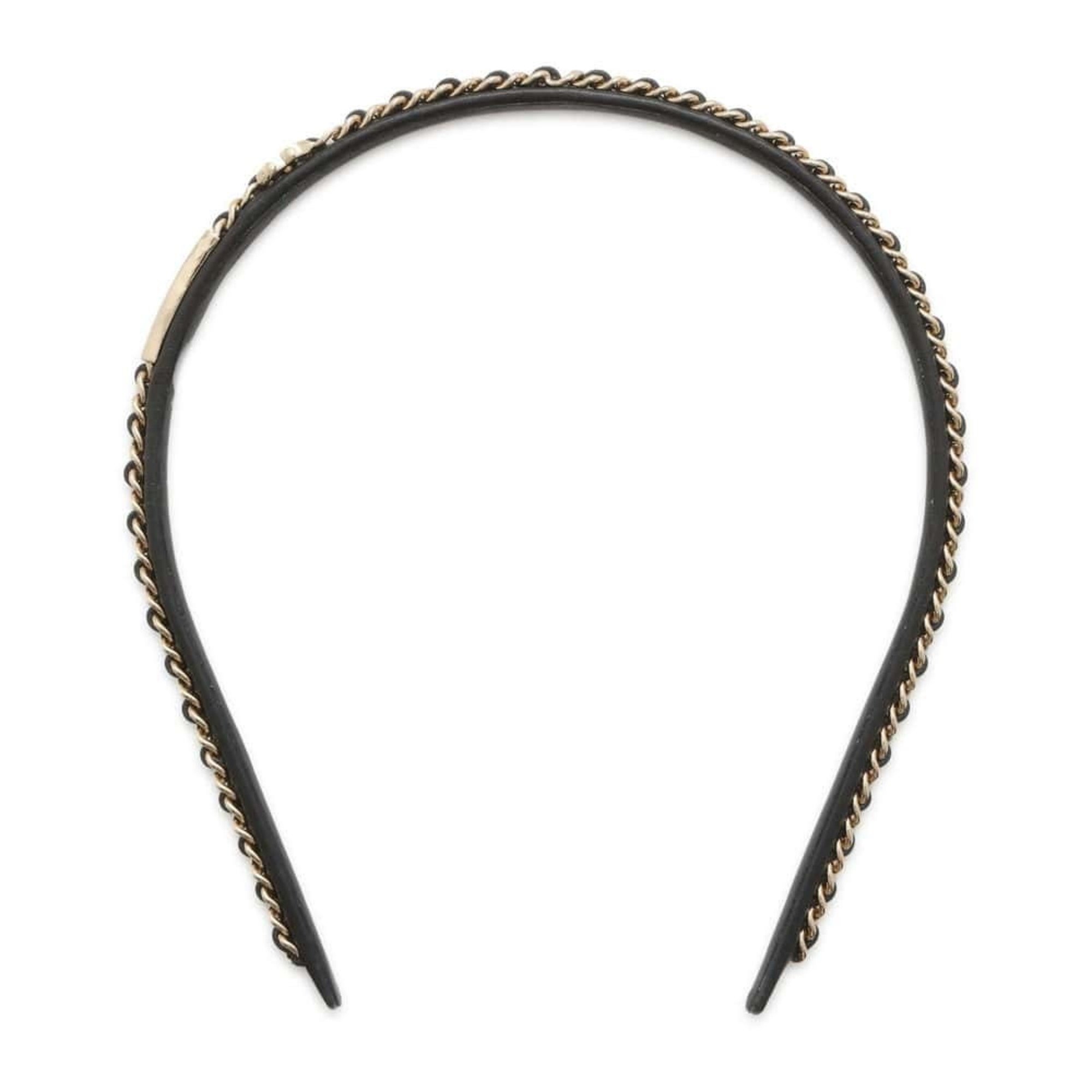 Chanel Headband Coco Mark Chain CHANEL Hair Black