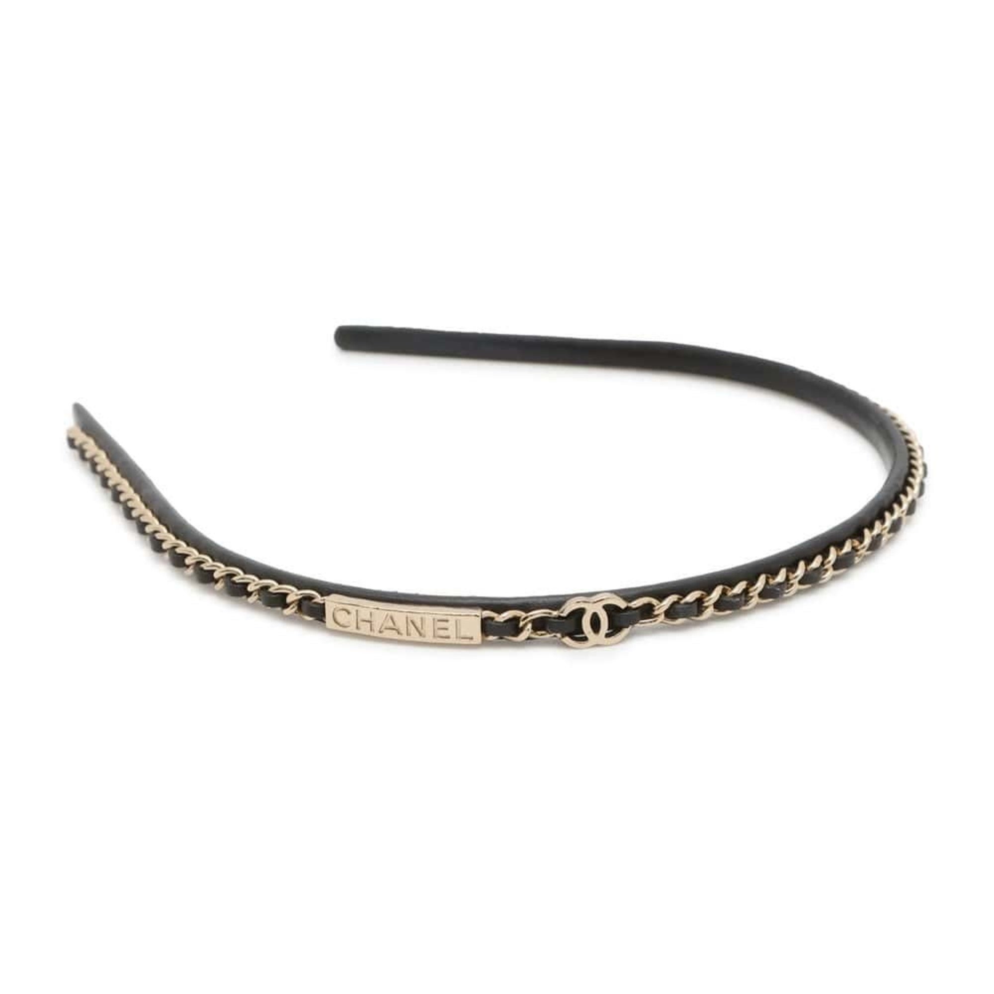 Chanel Headband Coco Mark Chain CHANEL Hair Black