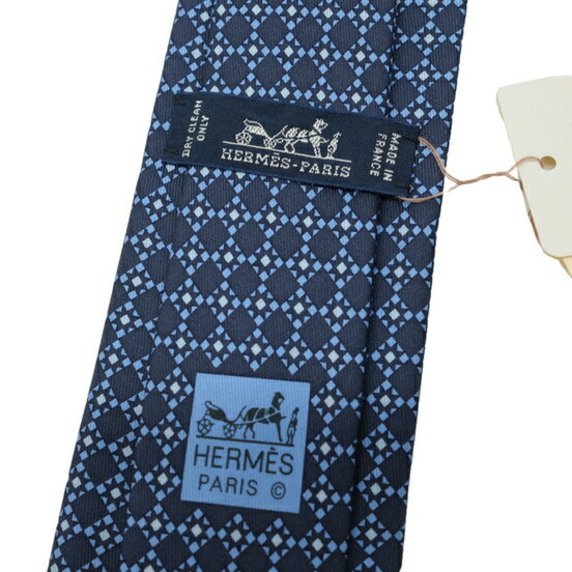 HERMES Necktie, Navy, 100% Silk