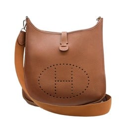 HERMES Evelyn 1 GM Shoulder Bag Taurillon Clemence Leather Brown #□M