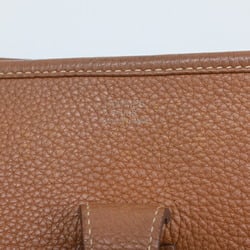 HERMES Evelyn 1 GM Shoulder Bag Taurillon Clemence Leather Brown #□M