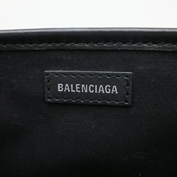 BALENCIAGA Navy Cabas XS Tote Bag Leather Canvas Women's White Ivory