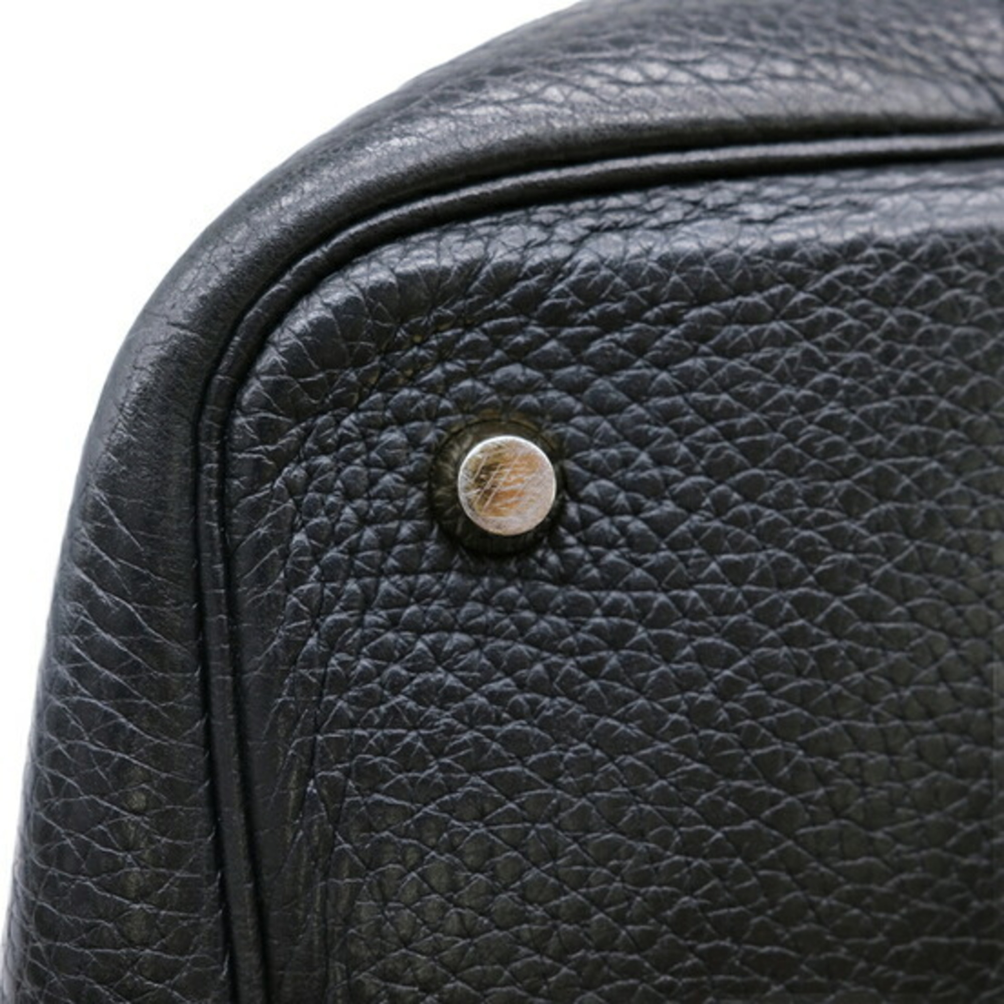 HERMES Picotin Lock MM Handbag Taurillon Clemence Leather Black #C