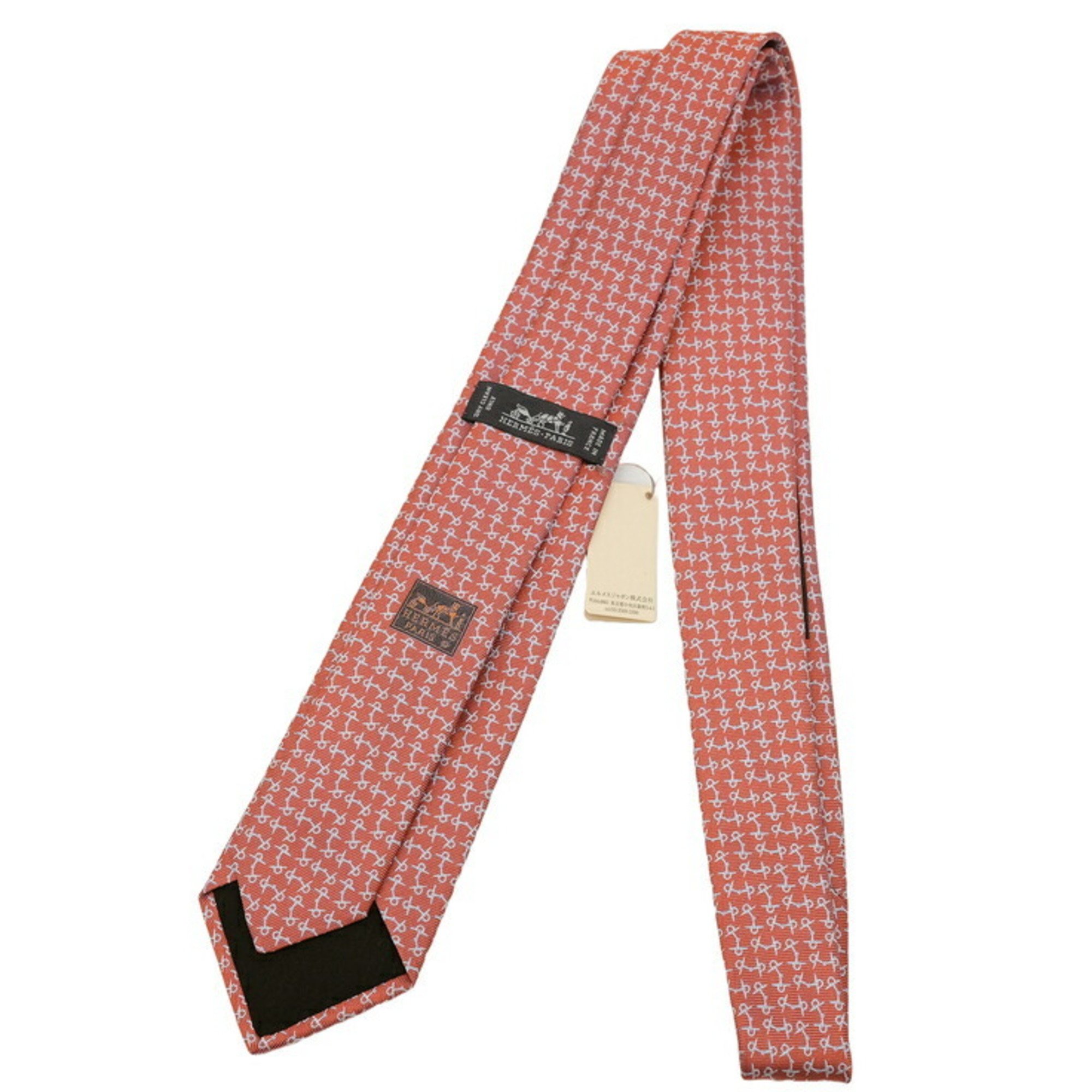 HERMES Horsebit Tie Mors a Aiguilles 100% Silk Orange