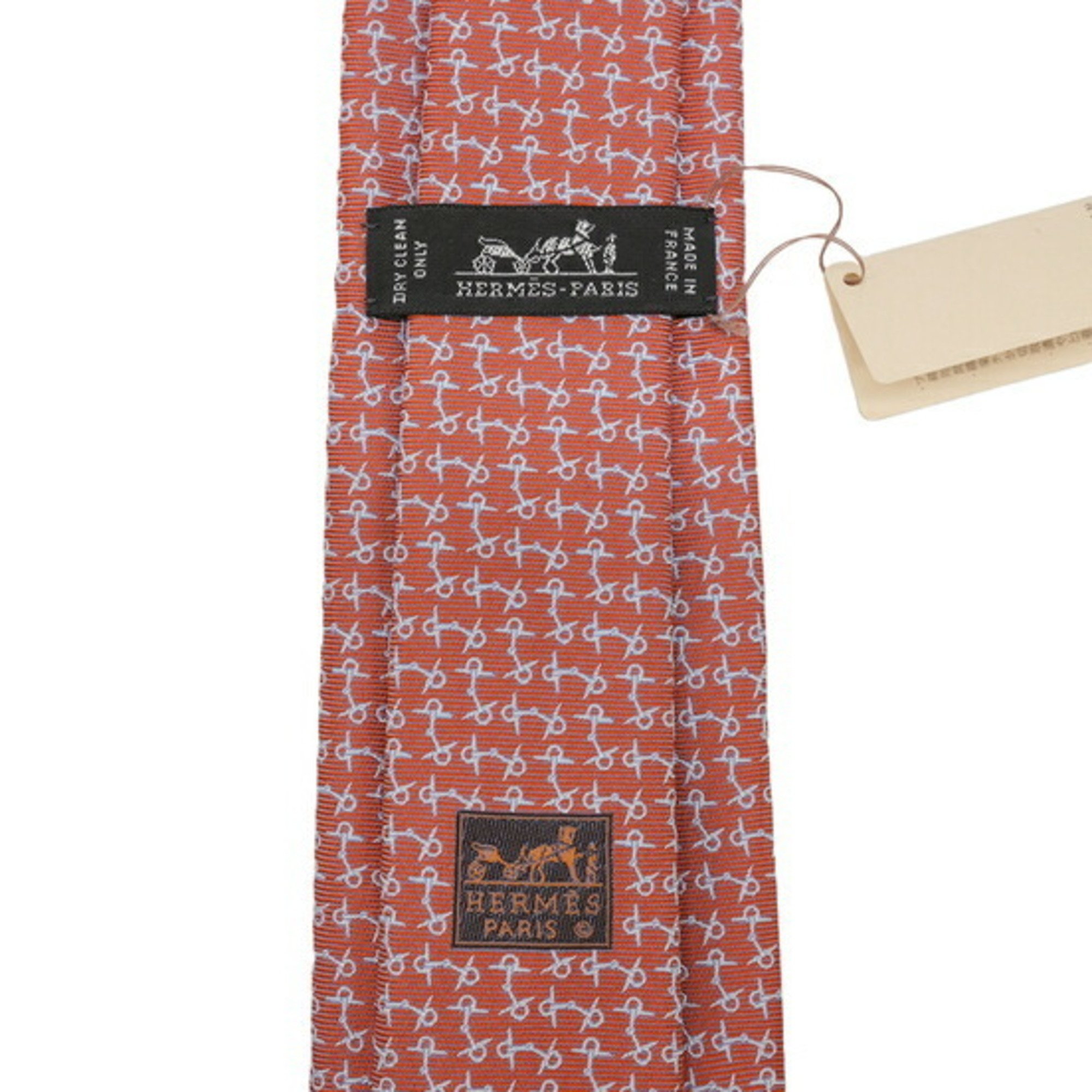 HERMES Horsebit Tie Mors a Aiguilles 100% Silk Orange