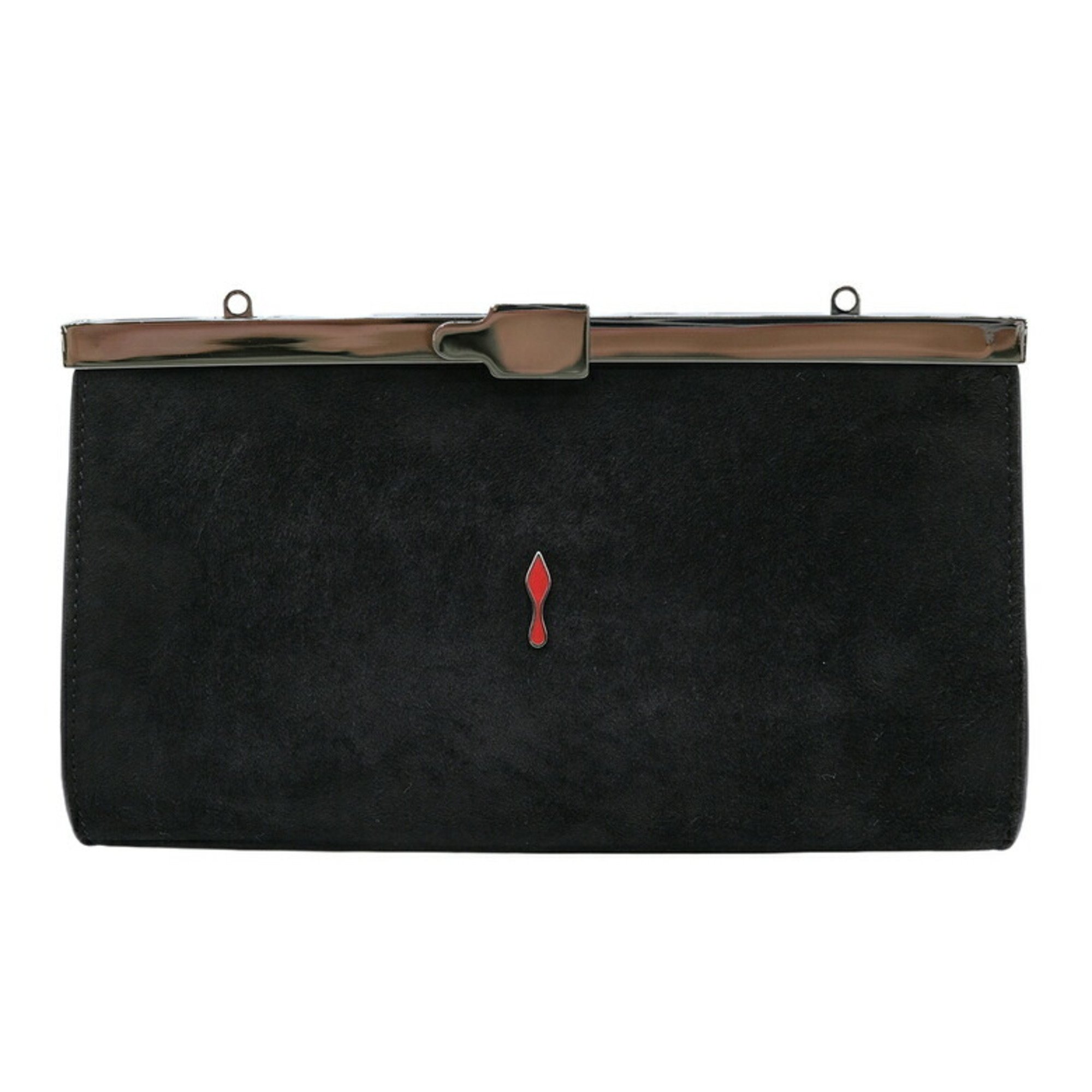 Christian Louboutin Bag Chain Shoulder Clutch Suede Black