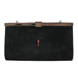 Christian Louboutin Bag Chain Shoulder Clutch Suede Black