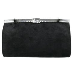 Christian Louboutin Bag Chain Shoulder Clutch Suede Black