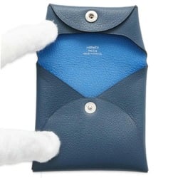 Hermes Wallet/Coin Case Bastia Verso Blue de Plus Zanzibar Evercolor B Stamp