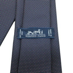 HERMES Necktie, Polka Dot Pattern, Navy, 100% Silk