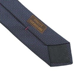 HERMES Necktie, Polka Dot Pattern, Navy, 100% Silk