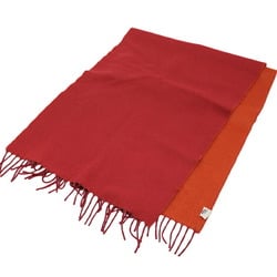 HERMES Hermes scarf stole cashmere bicolor red orange cleaned