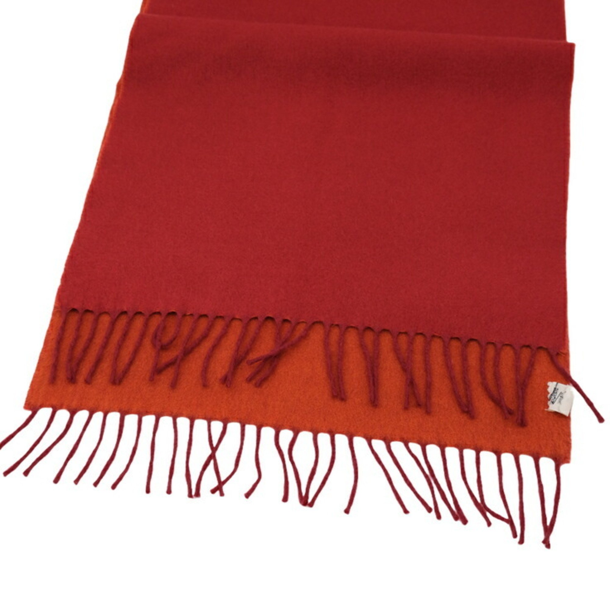 HERMES Hermes scarf stole cashmere bicolor red orange cleaned