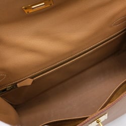 HERMES Kelly 32 Handbag Tote Epsom Leather Gold Brown #□B