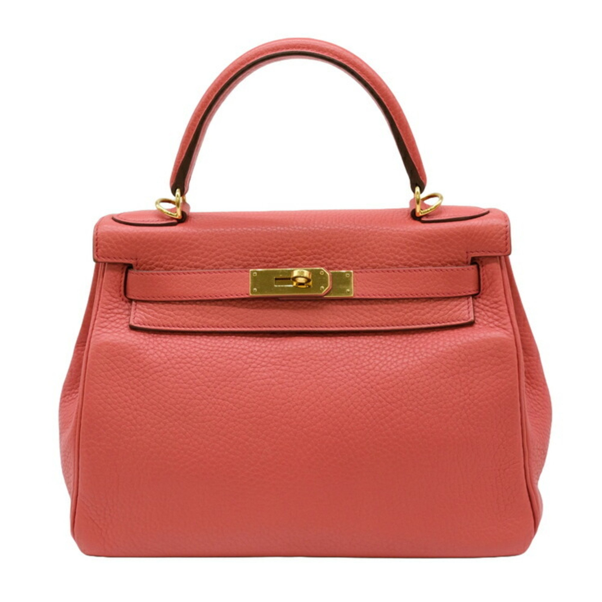 HERMES Kelly 28 Handbag Tote Taurillon Clemence Leather Bougainvillea #X