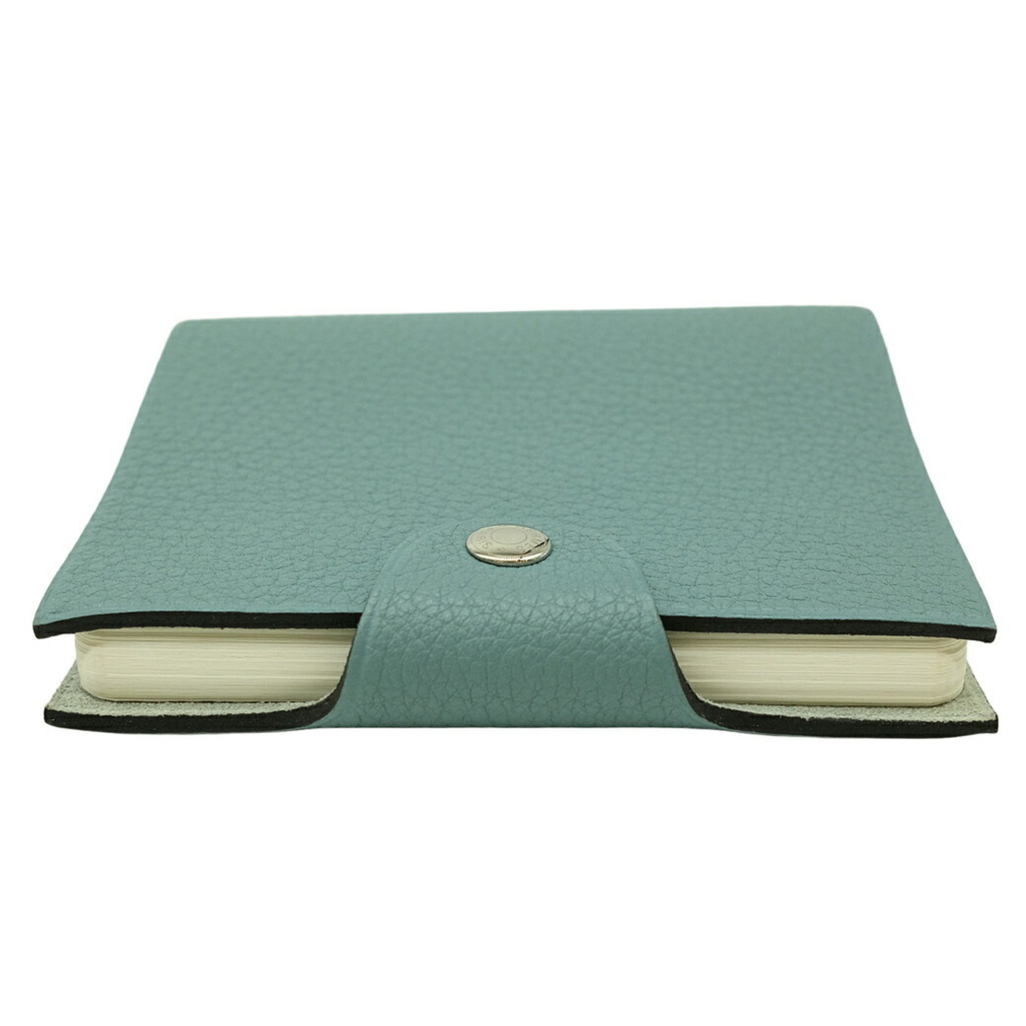 HERMES Ulysse Notebook Cover Taurillon Clemence Leather Ciel Light Blue #□M