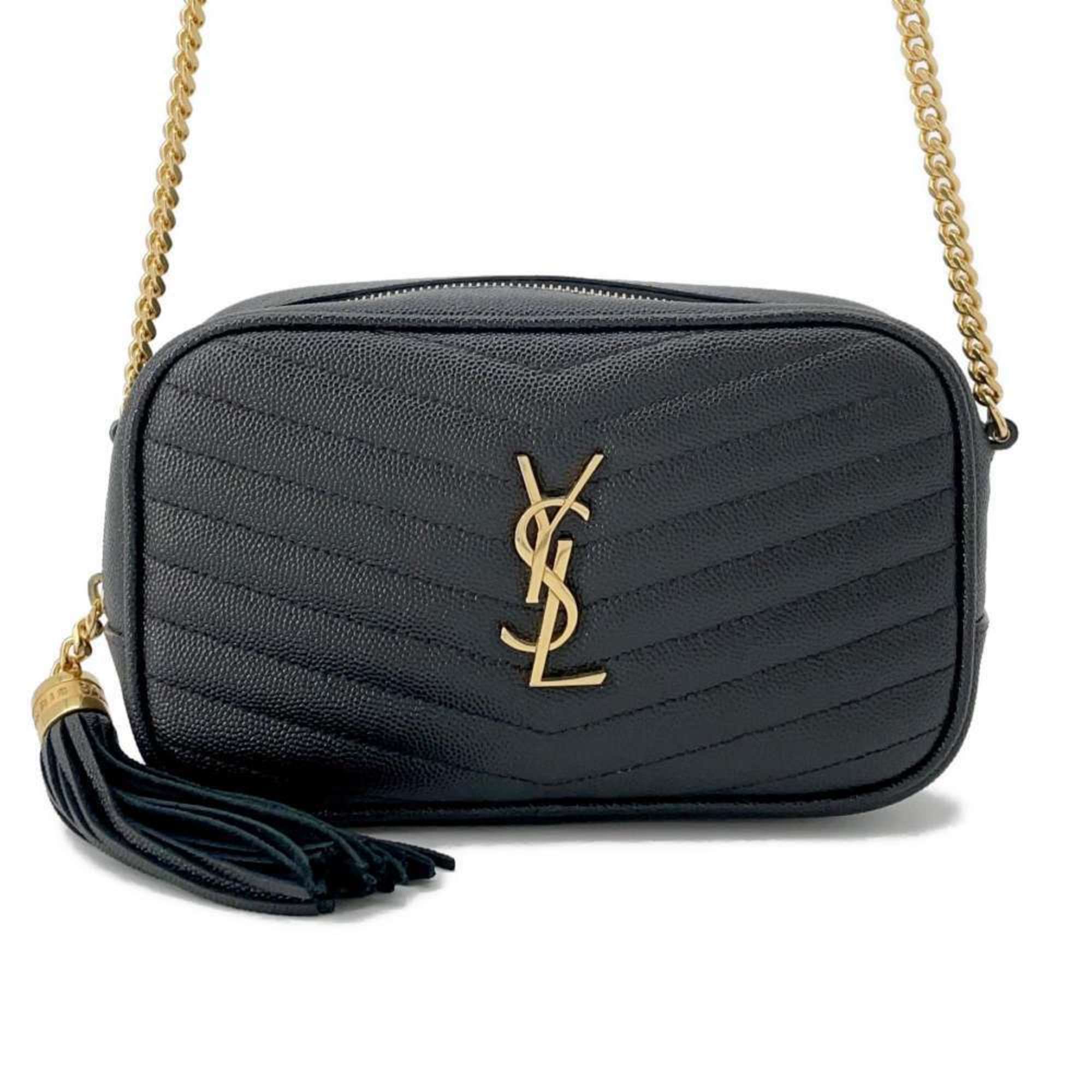 Saint Laurent Chain Shoulder Bag Lou 612579 SAINT LAURENT PARIS Black