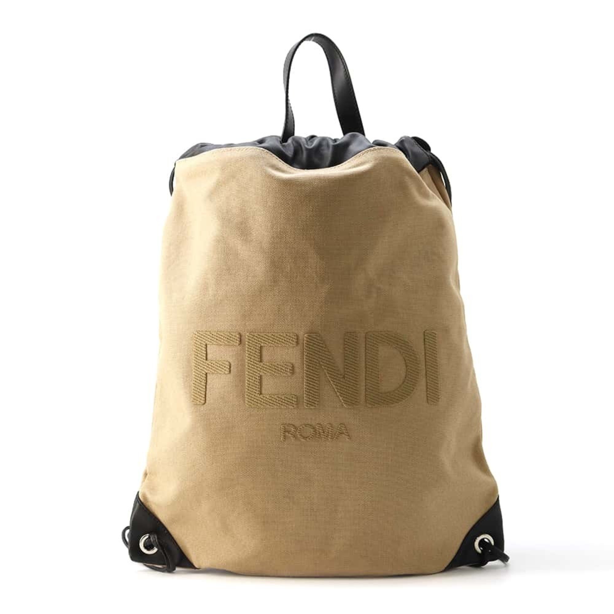 Fendi Backpack Canvas Leather 7VZ057 FENDI Knapsack Black