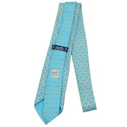 HERMES Hermes tie, fish, 100% silk, light blue