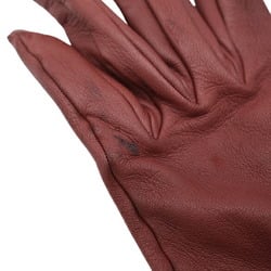 HERMES Horsebit Gloves Lamb Leather Bordeaux Reddish Brown #6 1 2