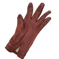 HERMES Horsebit Gloves Lamb Leather Bordeaux Reddish Brown #6 1 2