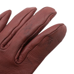 HERMES Horsebit Gloves Lamb Leather Bordeaux Reddish Brown #6 1 2