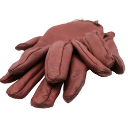 HERMES Horsebit Gloves Lamb Leather Bordeaux Reddish Brown #6 1 2