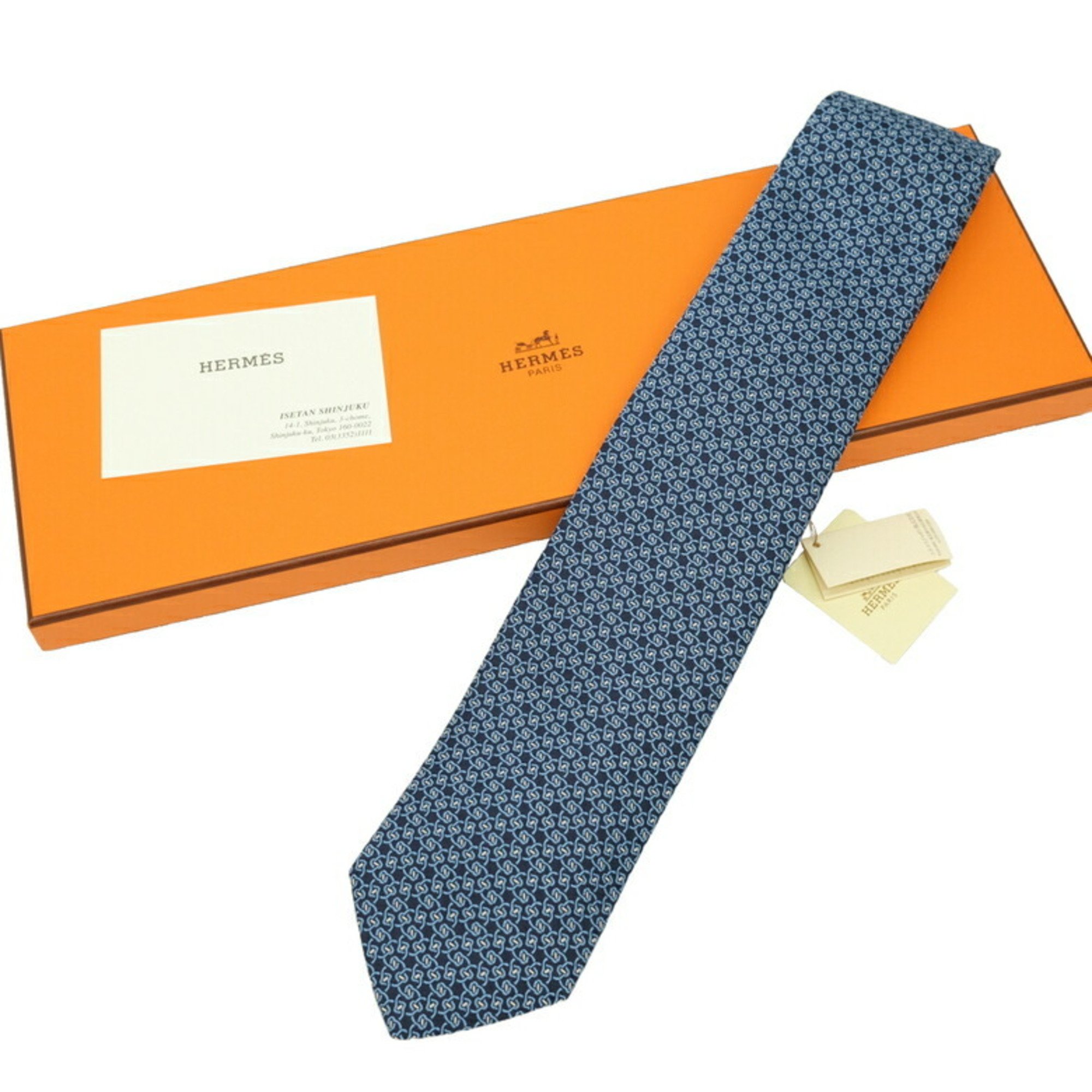 HERMES Hermes tie, blue, 100% silk